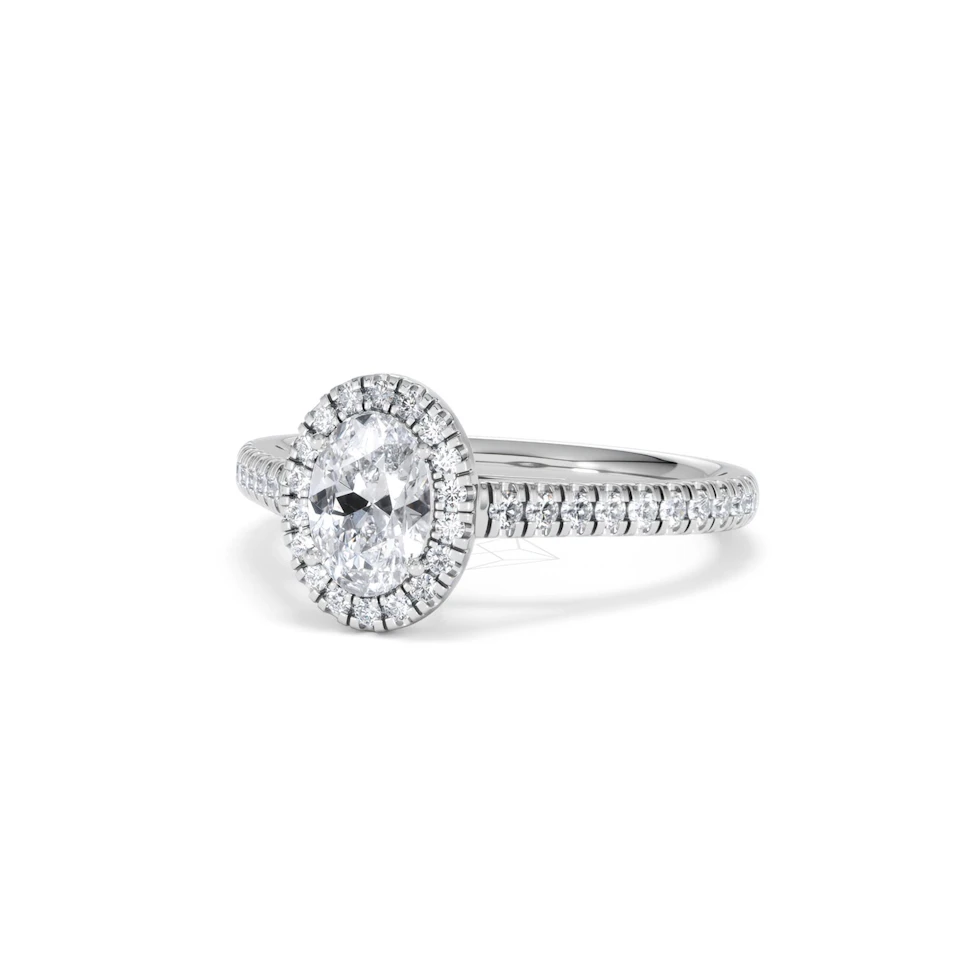 Georgina GIA Oval Diamond Halo Engagement Ring Platinum 1.30ct G/Vs2