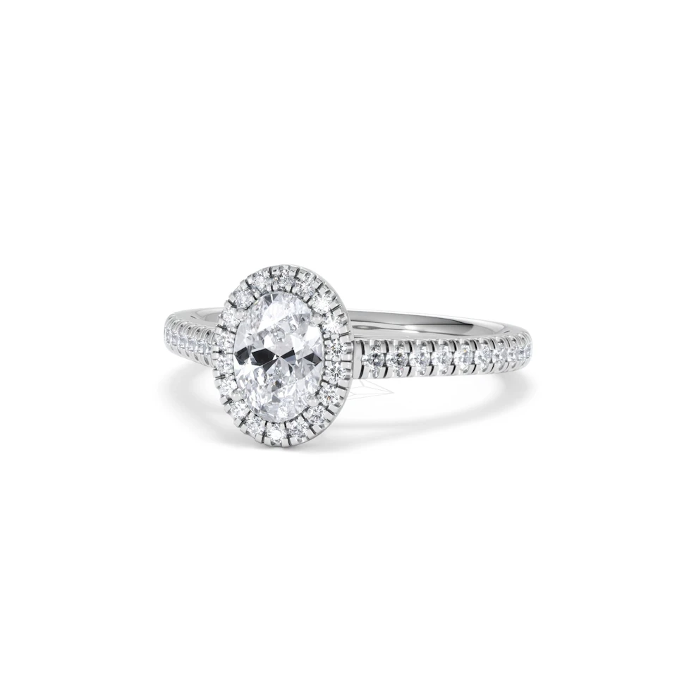 Georgina GIA Oval Diamond Halo Engagement Ring 18KW Gold 1.30ct G/Vs2