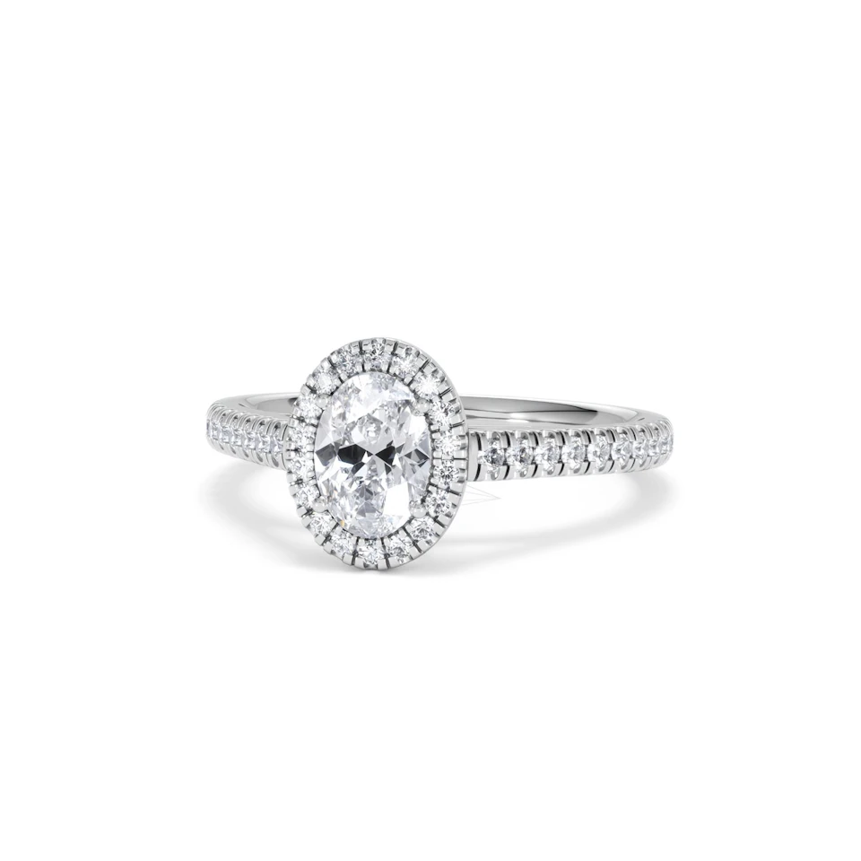 Georgina GIA Oval Diamond Halo Engagement Ring 18KW Gold 1.30ct G/Vs2