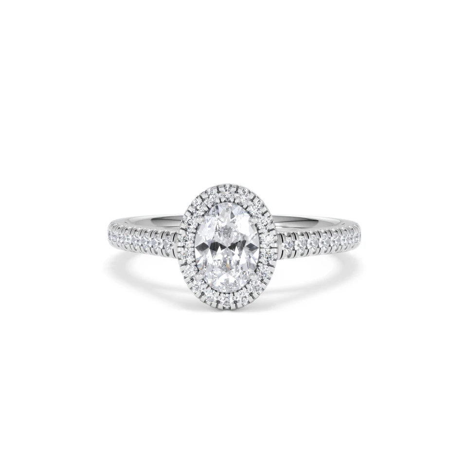 Georgina GIA Oval Diamond Halo Engagement Ring 18KW Gold 1.30ct G/Vs2