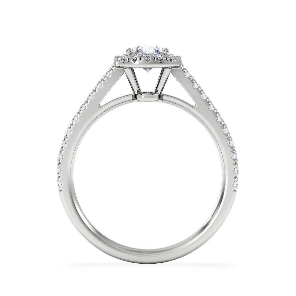 Georgina GIA Oval Diamond Halo Engagement Ring 18KW Gold 1.30ct G/Vs2