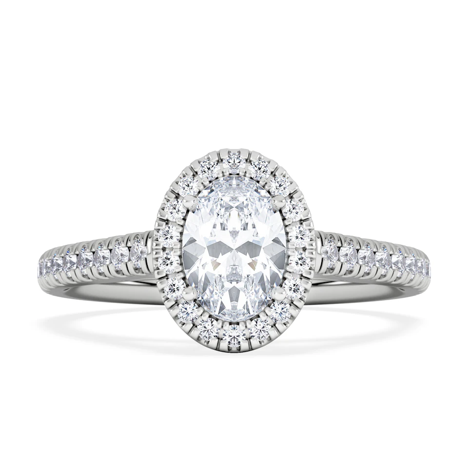 Georgina GIA Oval Diamond Halo Engagement Ring Platinum 1.30ct G/Vs2