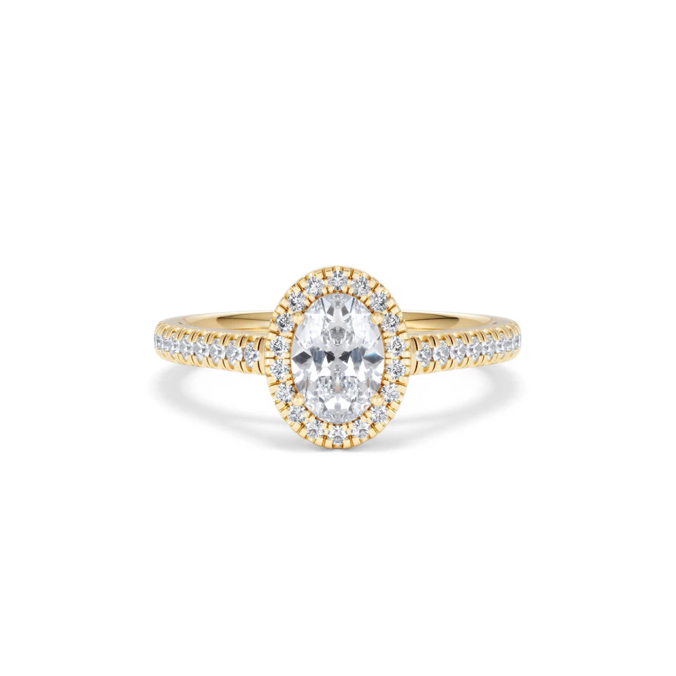 Georgina GIA Oval Diamond Halo Engagement Ring 18K Gold 1.30ct G/Vs2