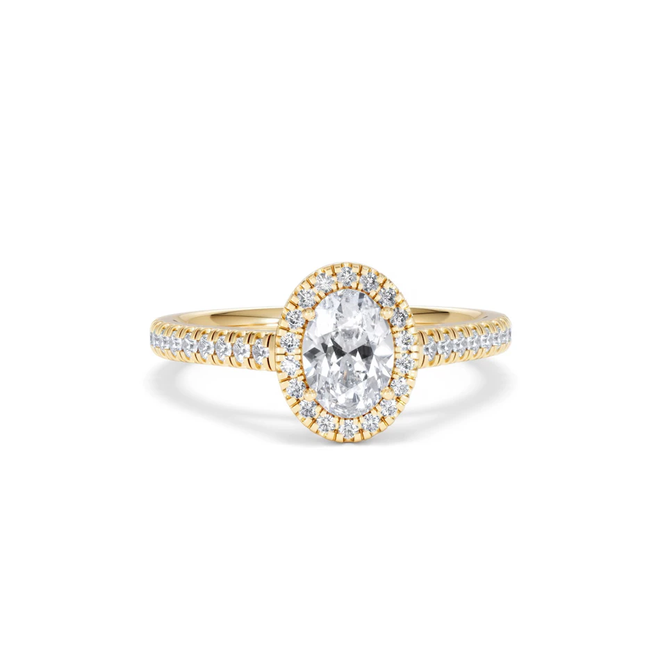Georgina GIA Oval Diamond Halo Engagement Ring 18K Gold 1.30ct G/Vs2
