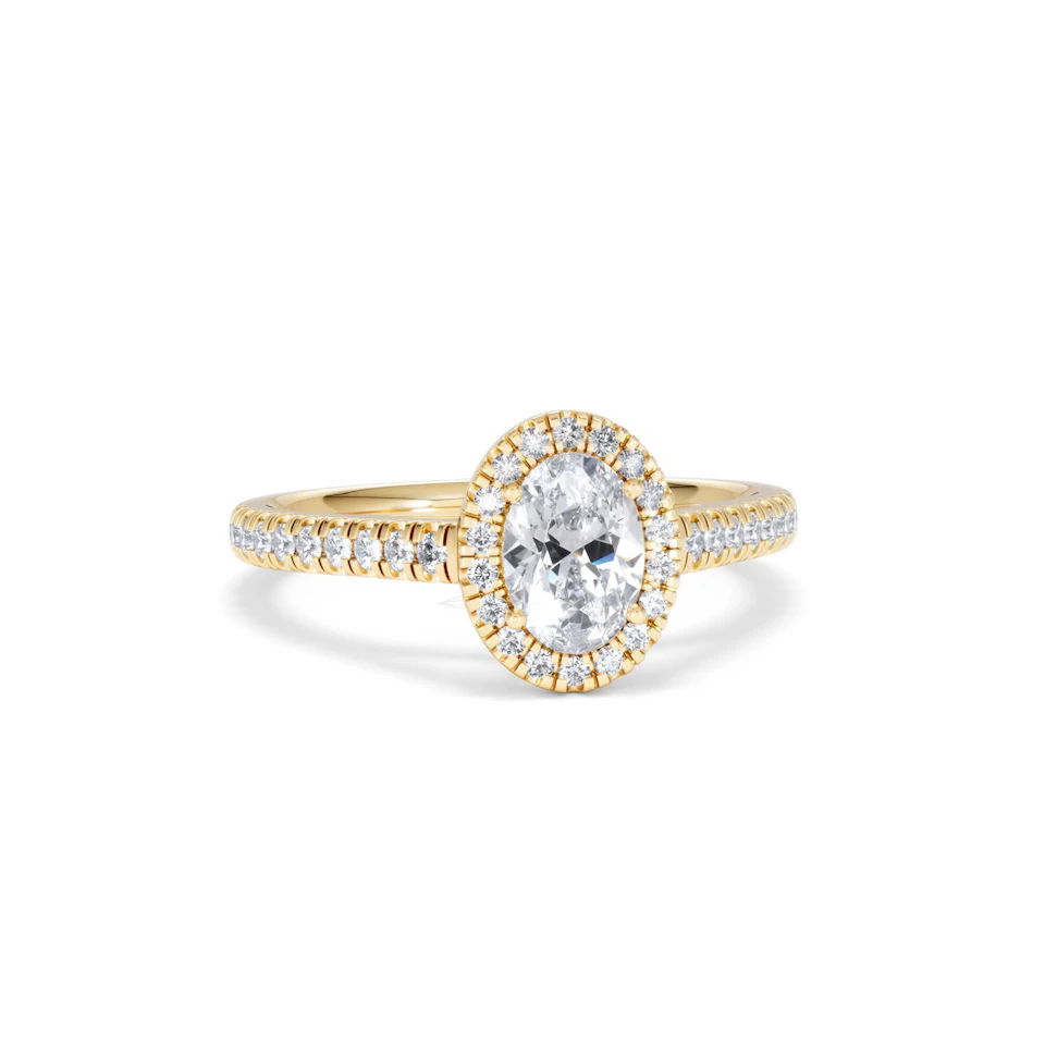 Georgina GIA Oval Diamond Halo Engagement Ring 18K Gold 1.30ct G/Vs2