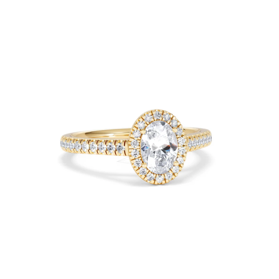 Georgina GIA Oval Diamond Halo Engagement Ring 18K Gold 1.30ct G/Vs2