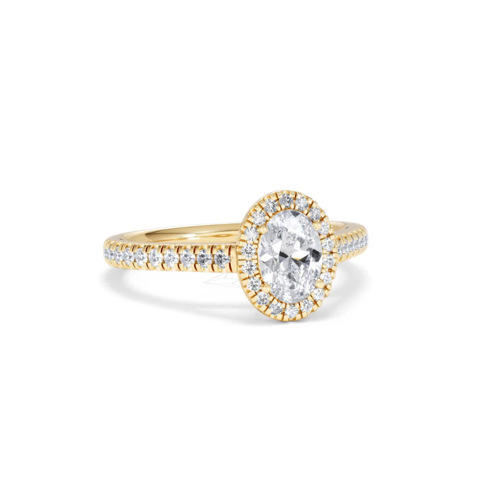 Georgina GIA Oval Diamond Halo Engagement Ring 18K Gold 1.30ct G/Vs2
