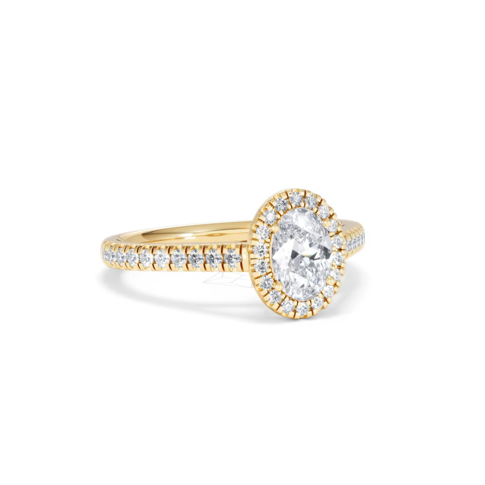Georgina GIA Oval Diamond Halo Engagement Ring 18K Gold 1.30ct G/Vs2