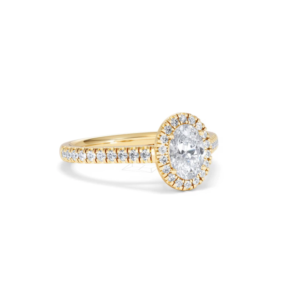 Georgina GIA Oval Diamond Halo Engagement Ring 18K Gold 1.30ct G/Vs2