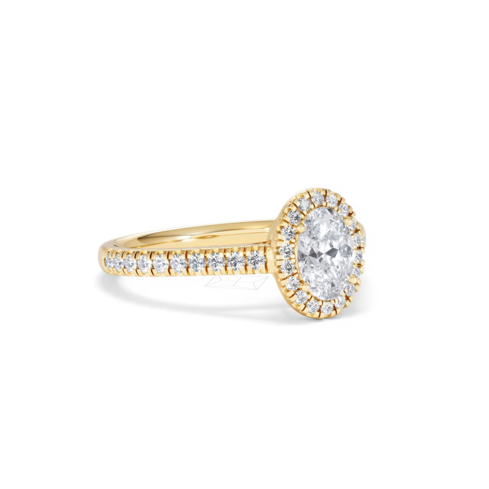 Georgina GIA Oval Diamond Halo Engagement Ring 18K Gold 1.30ct G/Vs2