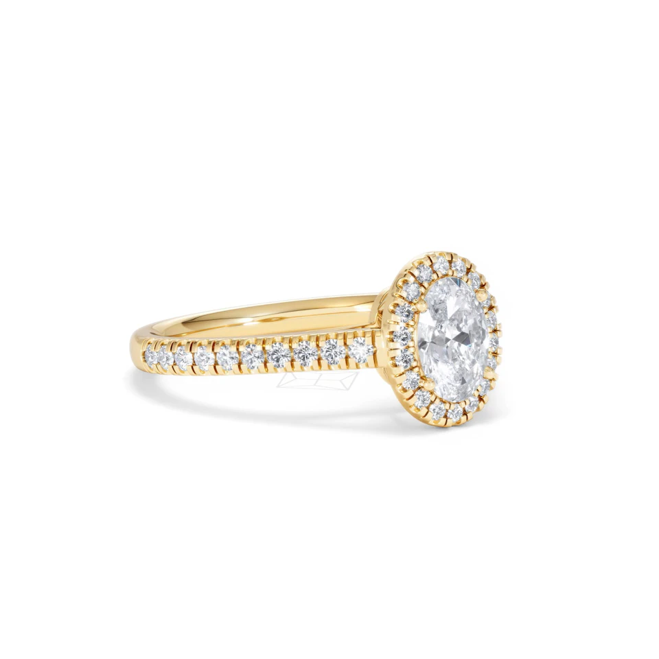 Georgina GIA Oval Diamond Halo Engagement Ring 18K Gold 1.30ct G/Vs2