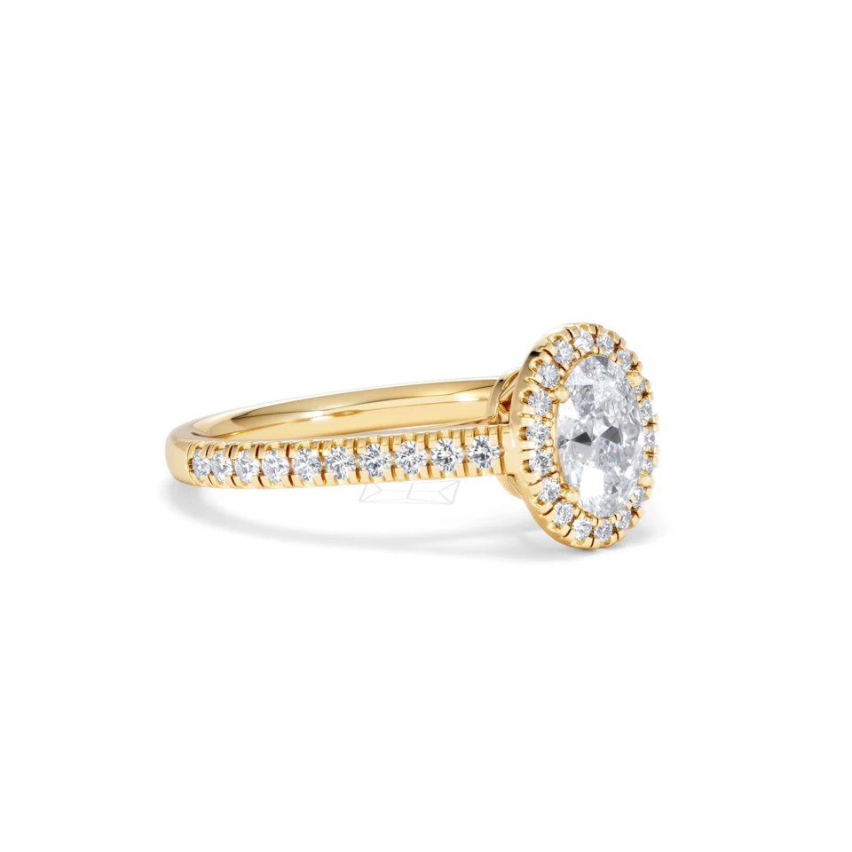Georgina GIA Oval Diamond Halo Engagement Ring 18K Gold 1.30ct G/Vs2
