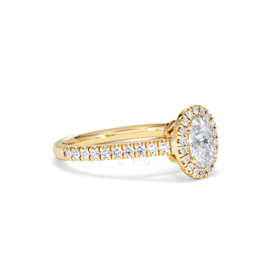Georgina GIA Oval Diamond Halo Engagement Ring 18K Gold 1.30ct G/Vs2