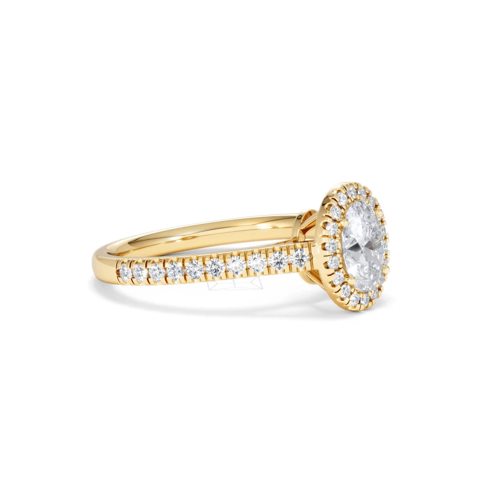 Georgina GIA Oval Diamond Halo Engagement Ring 18K Gold 1.30ct G/Vs2