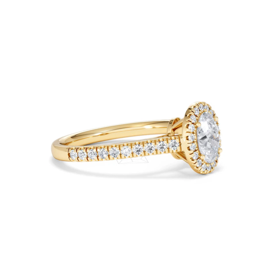 Georgina GIA Oval Diamond Halo Engagement Ring 18K Gold 1.30ct G/Vs2