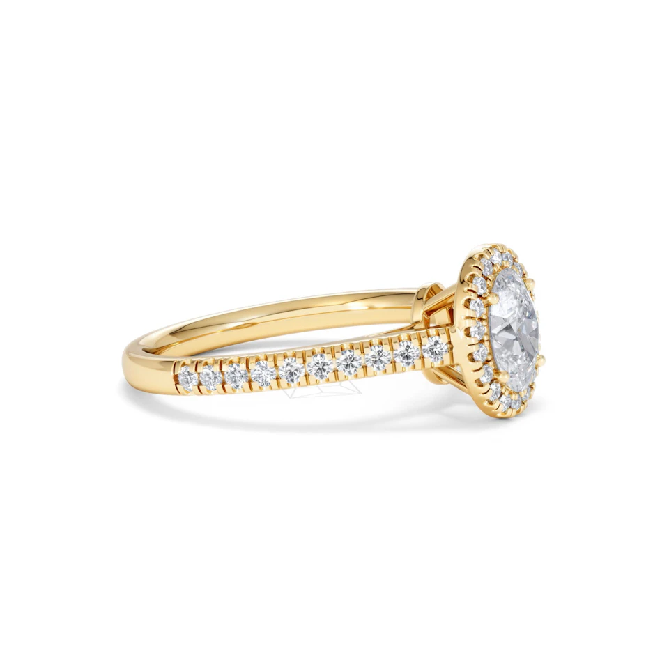Georgina GIA Oval Diamond Halo Engagement Ring 18K Gold 1.30ct G/Vs2