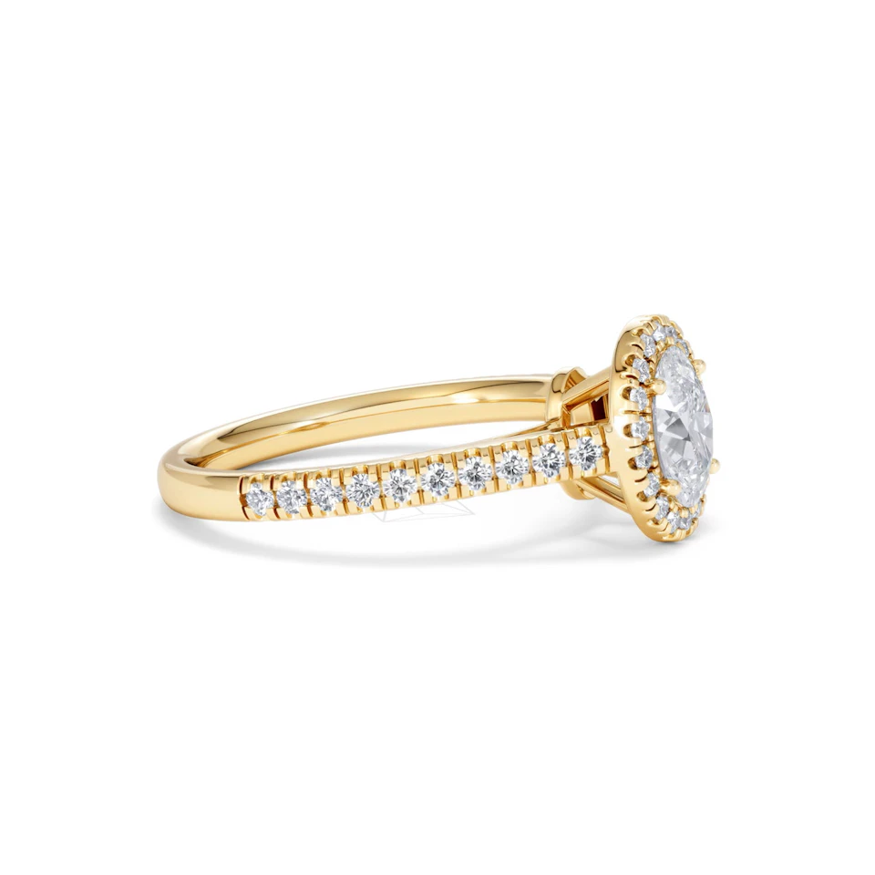Georgina GIA Oval Diamond Halo Engagement Ring 18K Gold 1.30ct G/Vs2