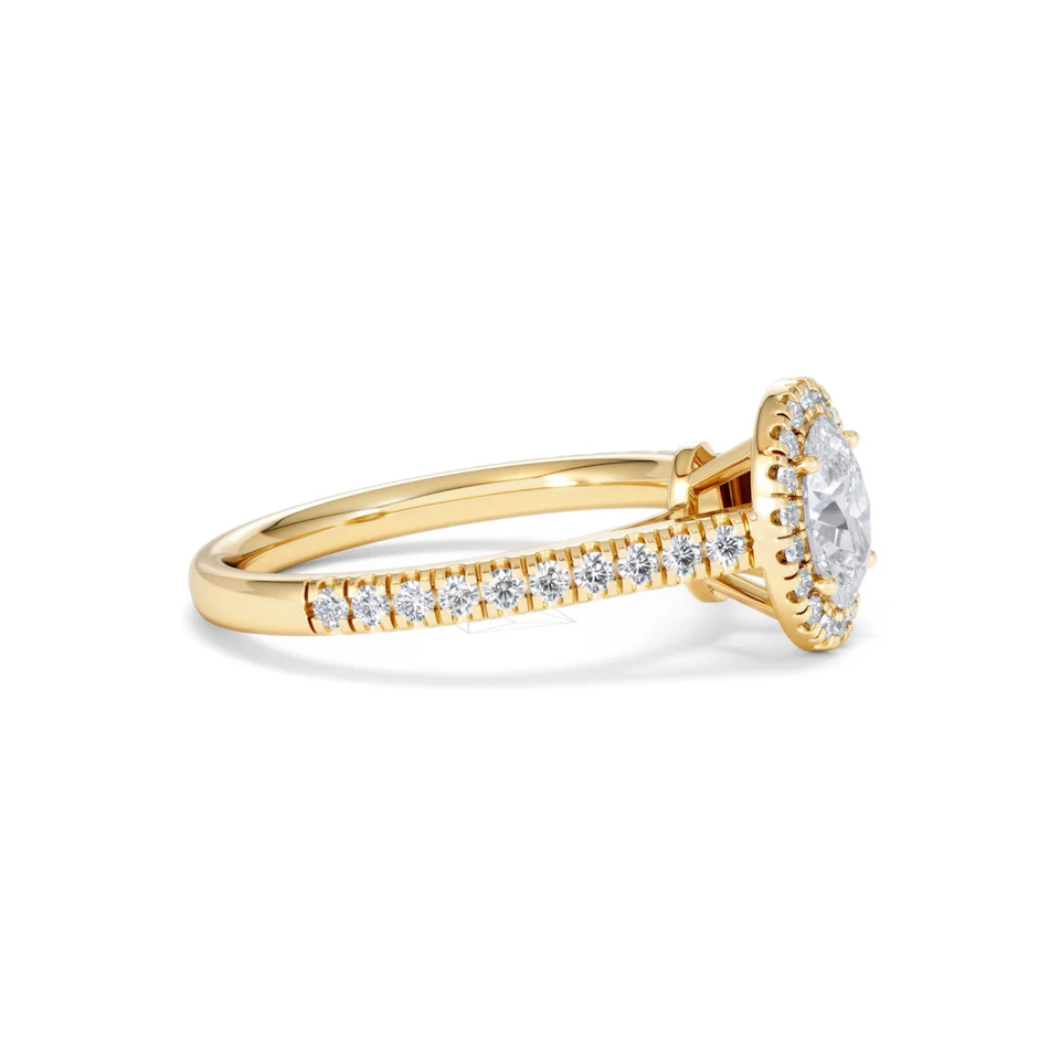Georgina GIA Oval Diamond Halo Engagement Ring 18K Gold 1.30ct G/Vs2