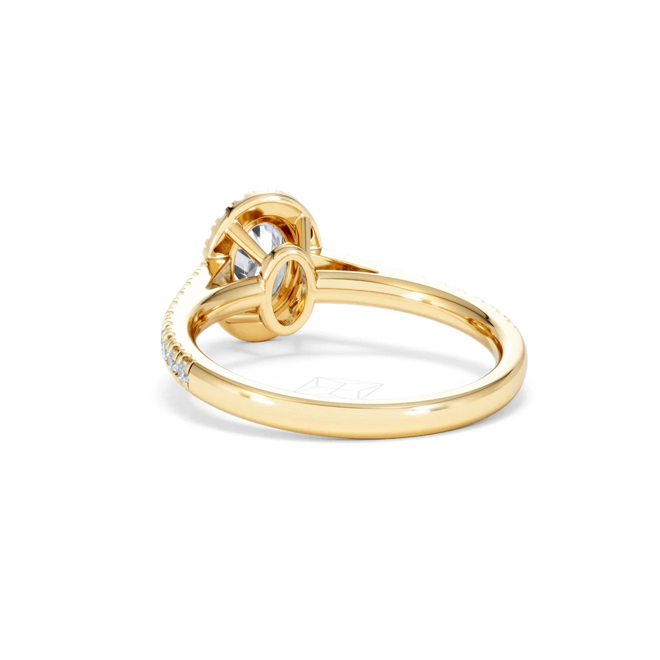 Georgina GIA Oval Diamond Halo Engagement Ring 18K Gold 1.30ct G/Vs2