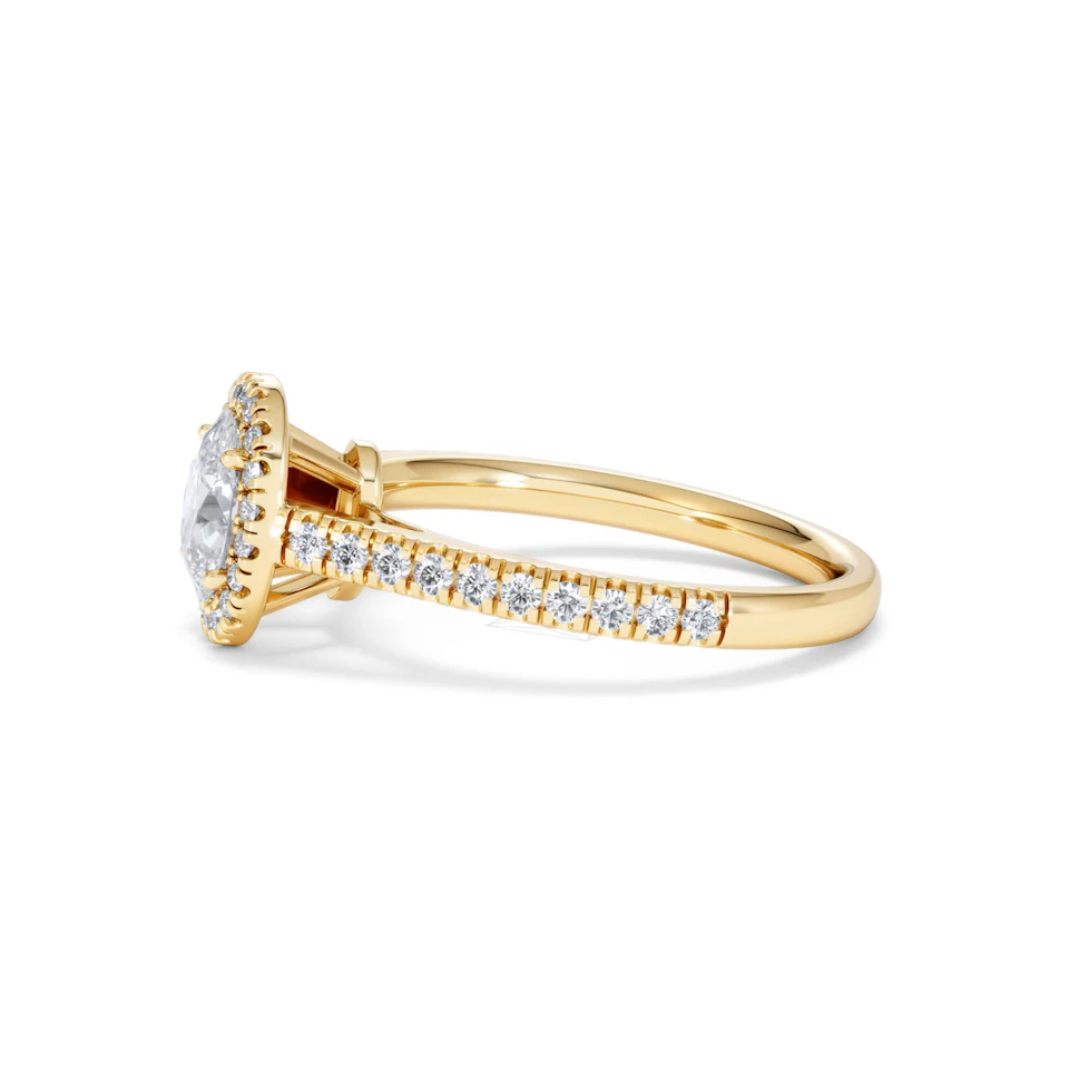 Georgina GIA Oval Diamond Halo Engagement Ring 18K Gold 1.30ct G/Vs2