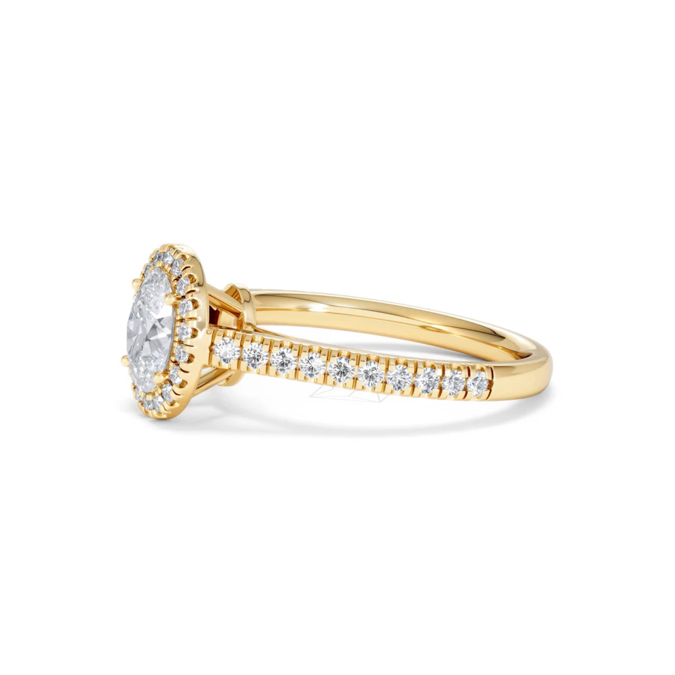 Georgina GIA Oval Diamond Halo Engagement Ring 18K Gold 1.30ct G/Vs2