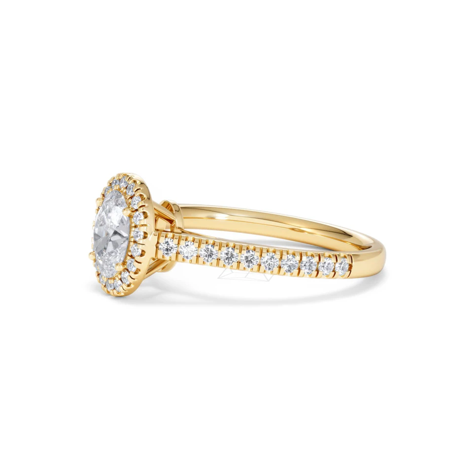 Georgina GIA Oval Diamond Halo Engagement Ring 18K Gold 1.30ct G/Vs2