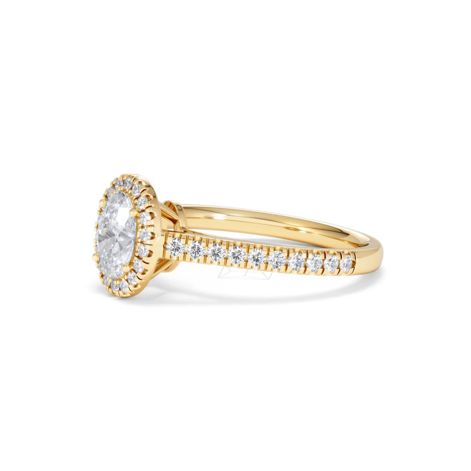Georgina GIA Oval Diamond Halo Engagement Ring 18K Gold 1.30ct G/Vs2