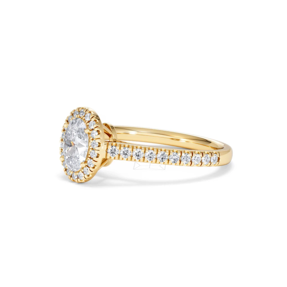 Georgina GIA Oval Diamond Halo Engagement Ring 18K Gold 1.30ct G/Vs2