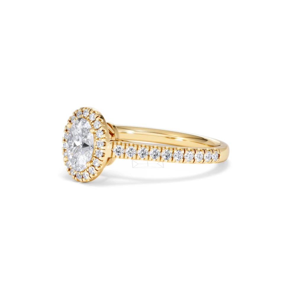 Georgina GIA Oval Diamond Halo Engagement Ring 18K Gold 1.30ct G/Vs2