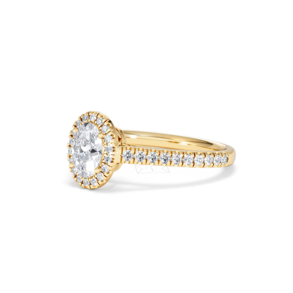 Georgina GIA Oval Diamond Halo Engagement Ring 18K Gold 1.30ct G/Vs2