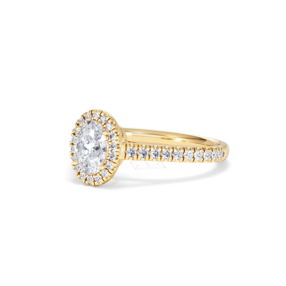 Georgina GIA Oval Diamond Halo Engagement Ring 18K Gold 1.30ct G/Vs2