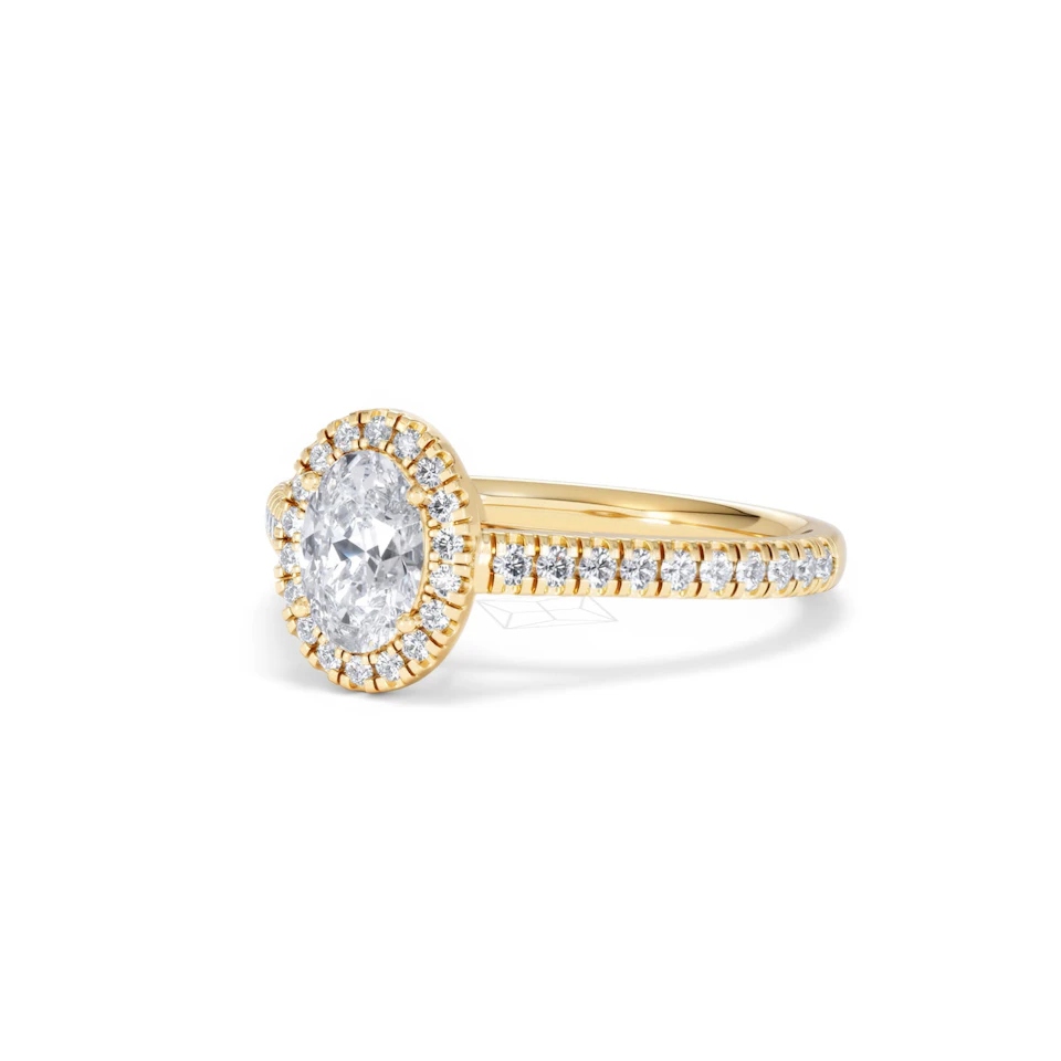 Georgina GIA Oval Diamond Halo Engagement Ring 18K Gold 1.30ct G/Vs2