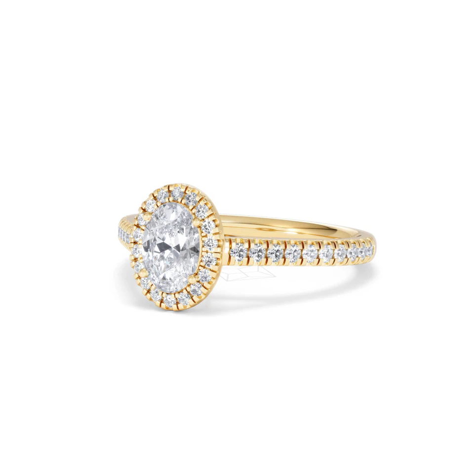 Georgina GIA Oval Diamond Halo Engagement Ring 18K Gold 1.30ct G/Vs2