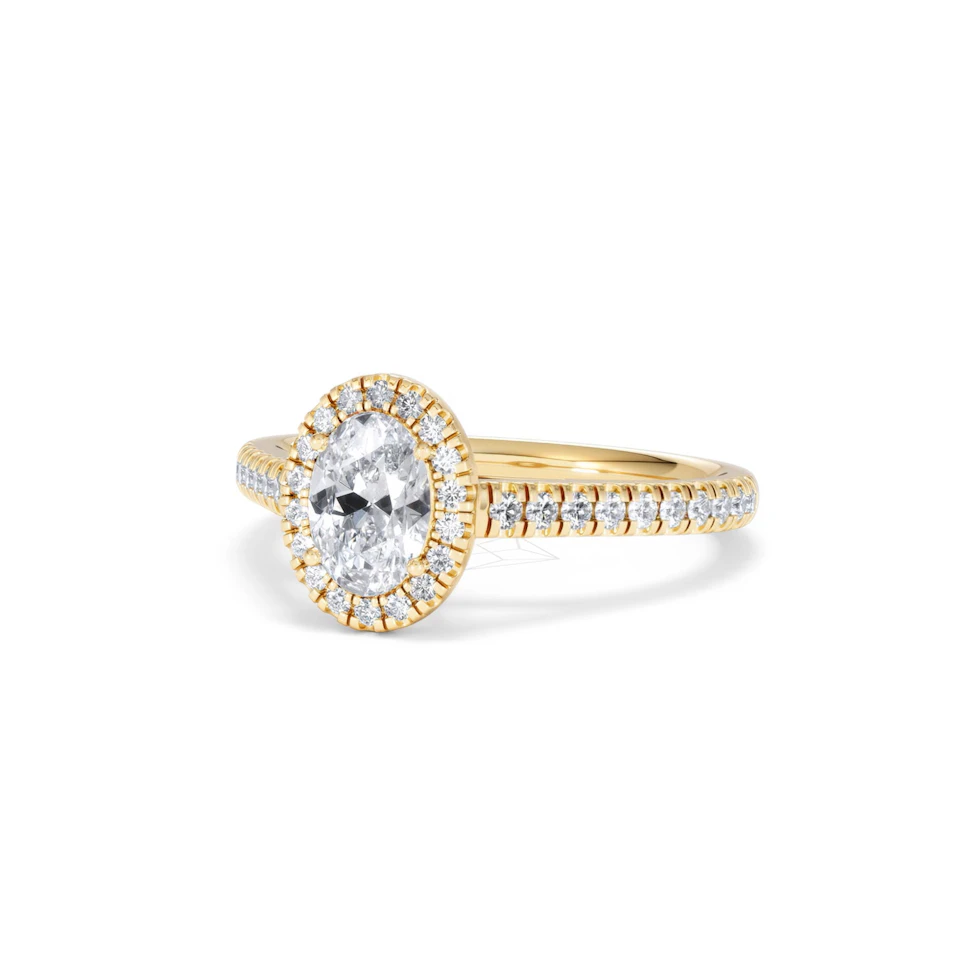Georgina GIA Oval Diamond Halo Engagement Ring 18K Gold 1.30ct G/Vs2