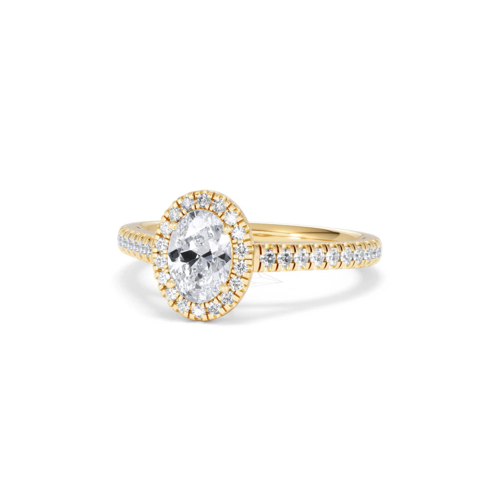 Georgina GIA Oval Diamond Halo Engagement Ring 18K Gold 1.30ct G/Vs2