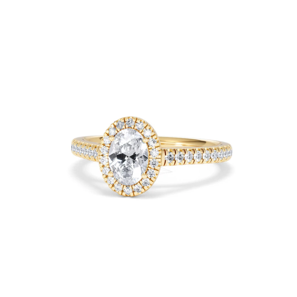 Georgina GIA Oval Diamond Halo Engagement Ring 18K Gold 1.30ct G/Vs2