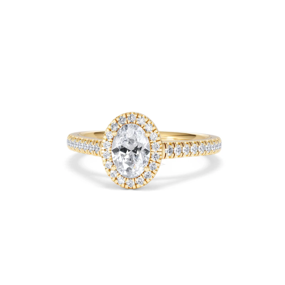Georgina GIA Oval Diamond Halo Engagement Ring 18K Gold 1.30ct G/Vs2