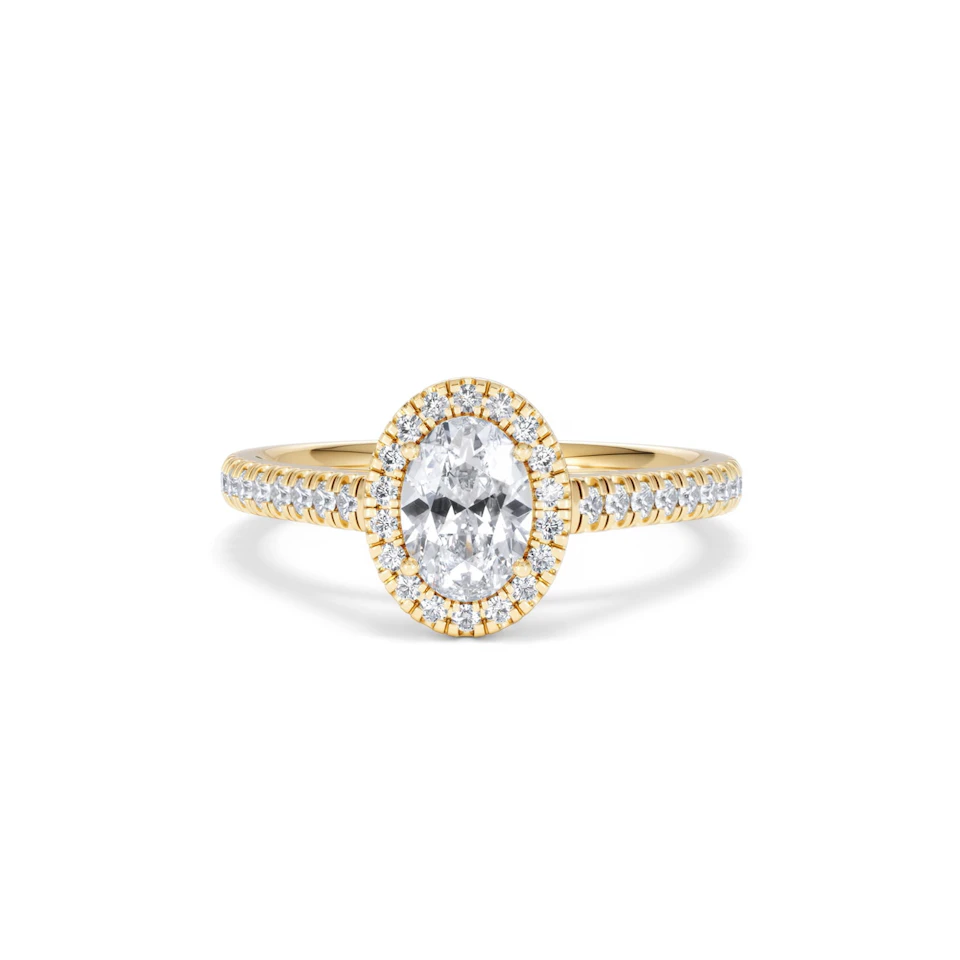 Georgina GIA Oval Diamond Halo Engagement Ring 18K Gold 1.30ct G/Vs2