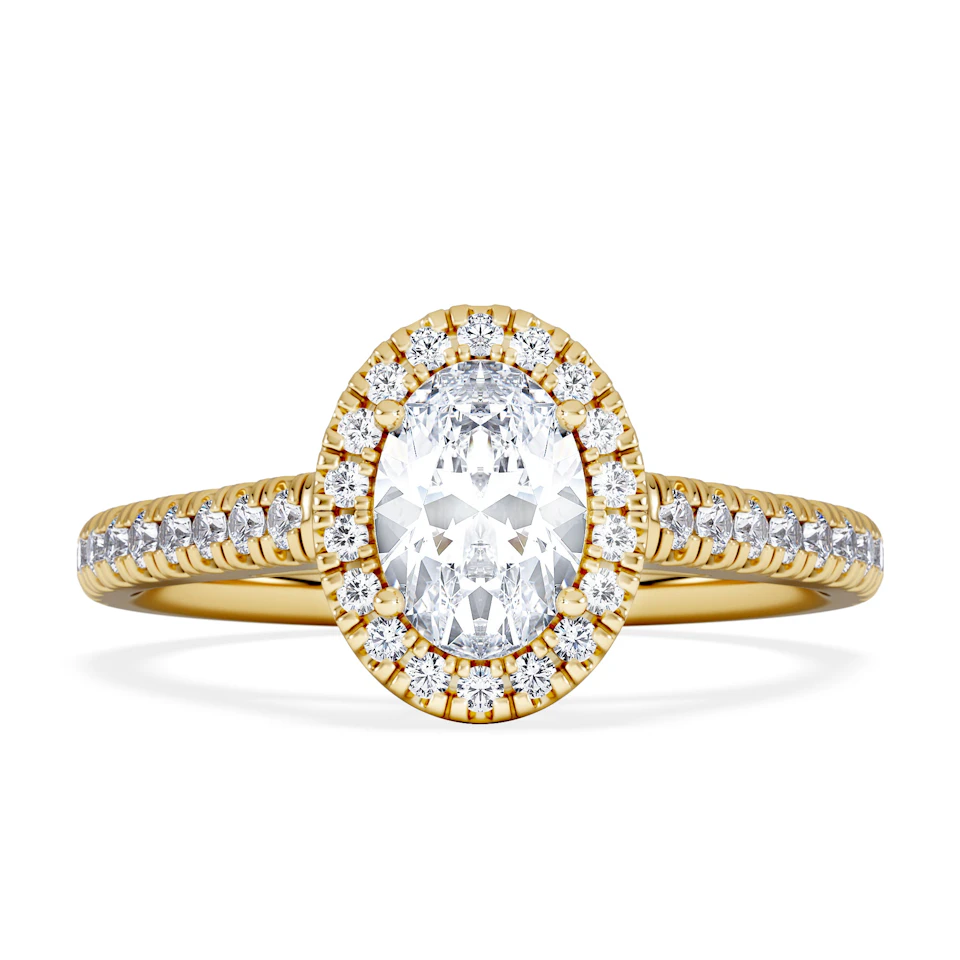 Georgina GIA Oval Diamond Halo Engagement Ring 18K Gold 1.30ct G/Vs2