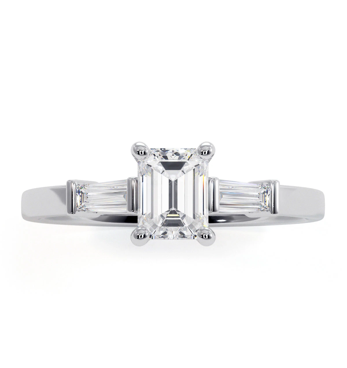 Genevieve Emerald Cut Diamond Ring in 18K White Gold 0.70ct G/VS1