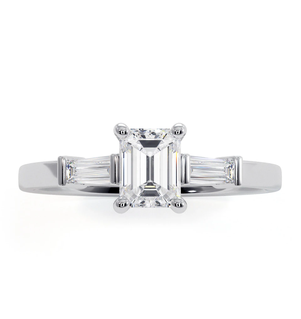 Genevieve Emerald Cut Diamond Ring in 18K White Gold 0.70ct G/VS2