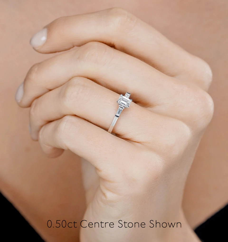 Genevieve GIA Emerald Cut Diamond Ring in 18K Gold 0.90ct G/VS2