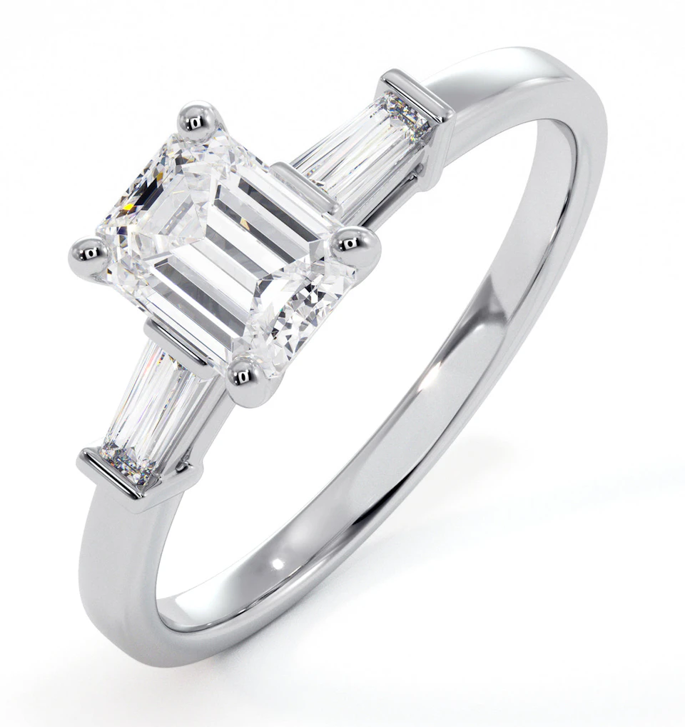 Genevieve Emerald Cut Diamond Ring in Platinum 0.90ct G/VS2