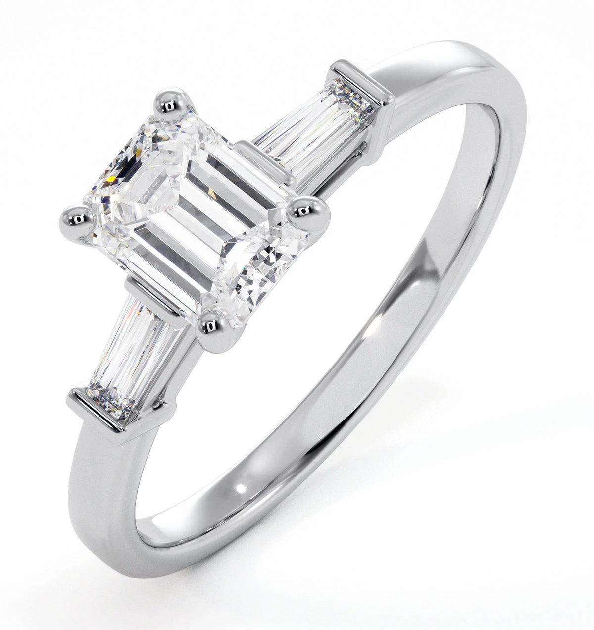 Genevieve GIA Emerald Cut Diamond Ring in 18K White Gold 0.90ct G/VS2