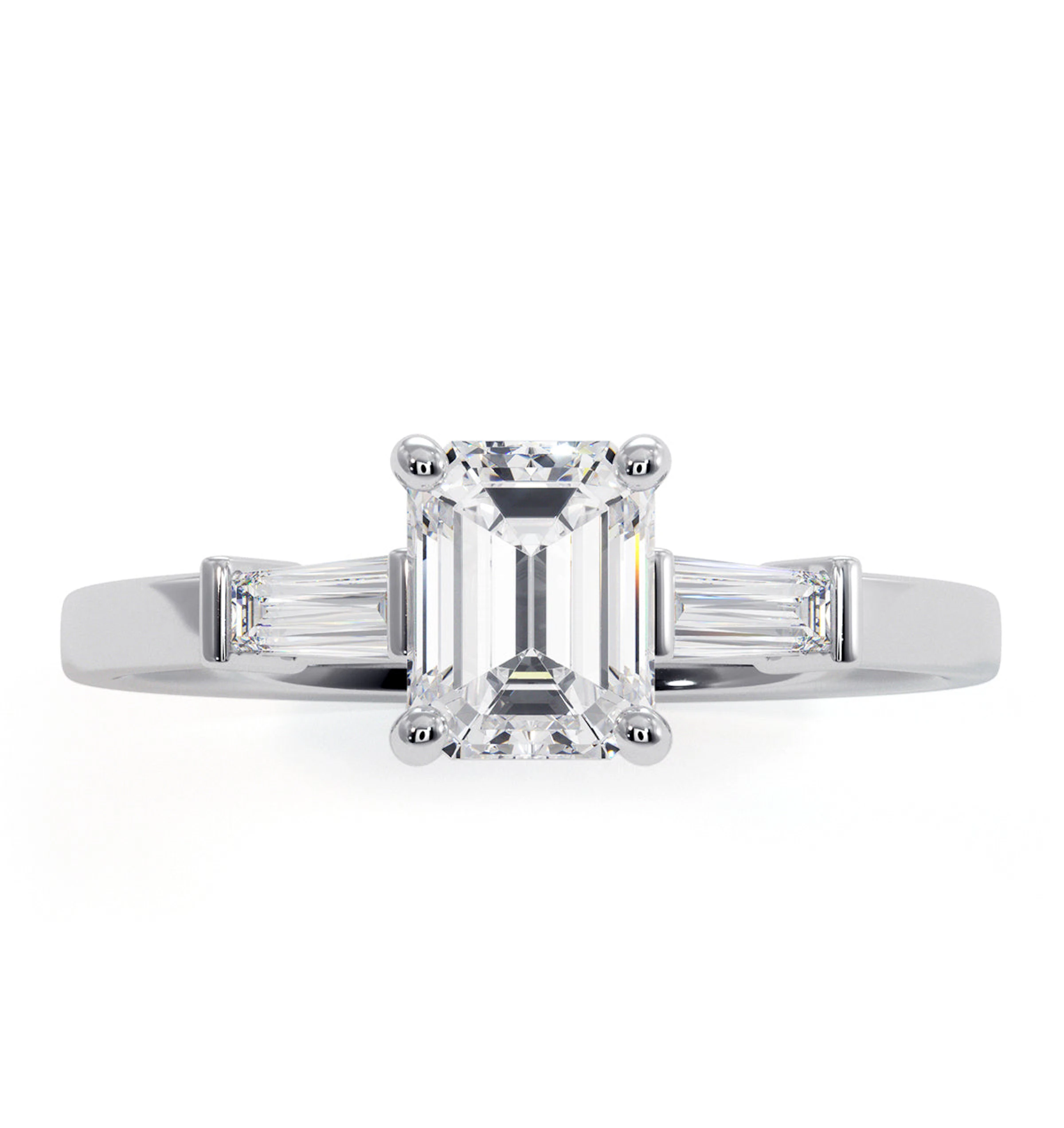 Genevieve GIA Emerald Cut Diamond Ring in 18K White Gold 0.90ct G/VS2