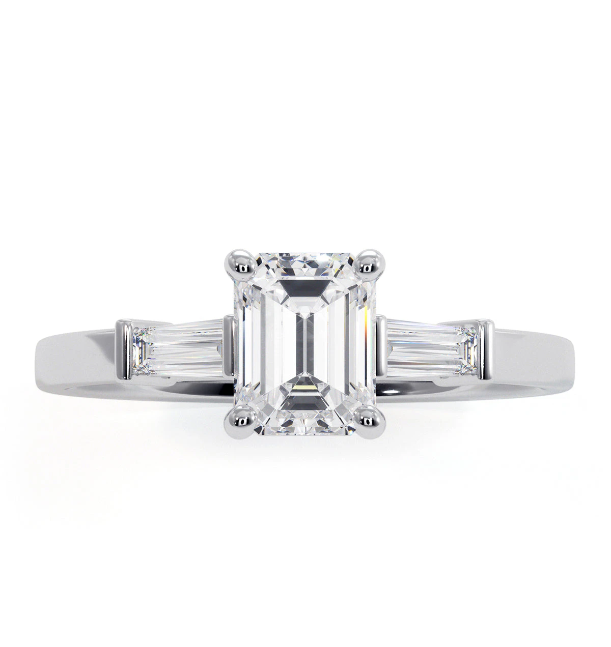 Genevieve GIA Emerald Cut Diamond Ring in 18K White Gold 0.90ct G/VS2