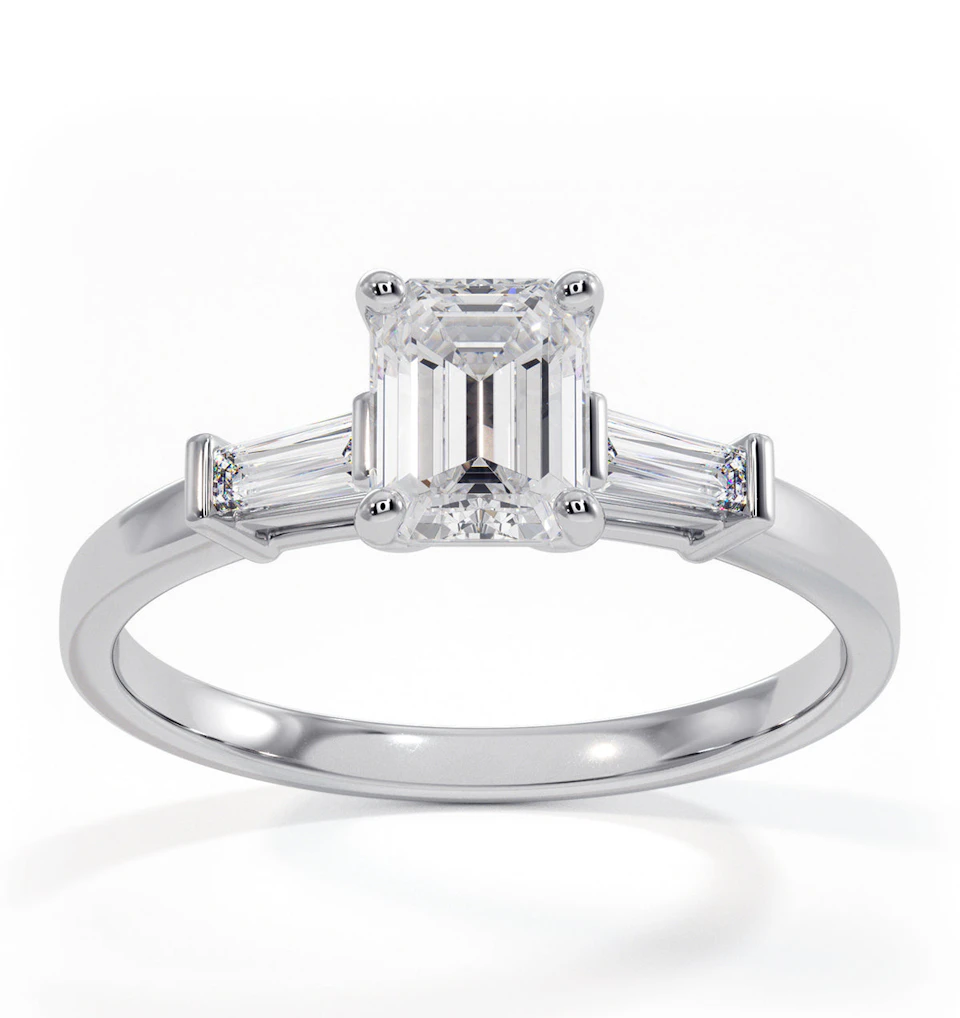 Genevieve Emerald Cut Diamond Ring in Platinum 0.90ct G/VS2
