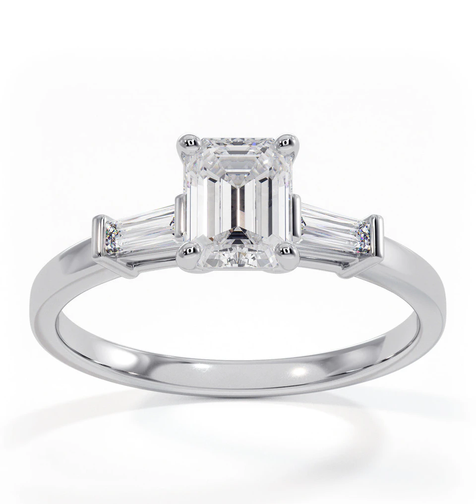 Genevieve GIA Emerald Cut Diamond Ring in 18K White Gold 0.90ct G/VS2