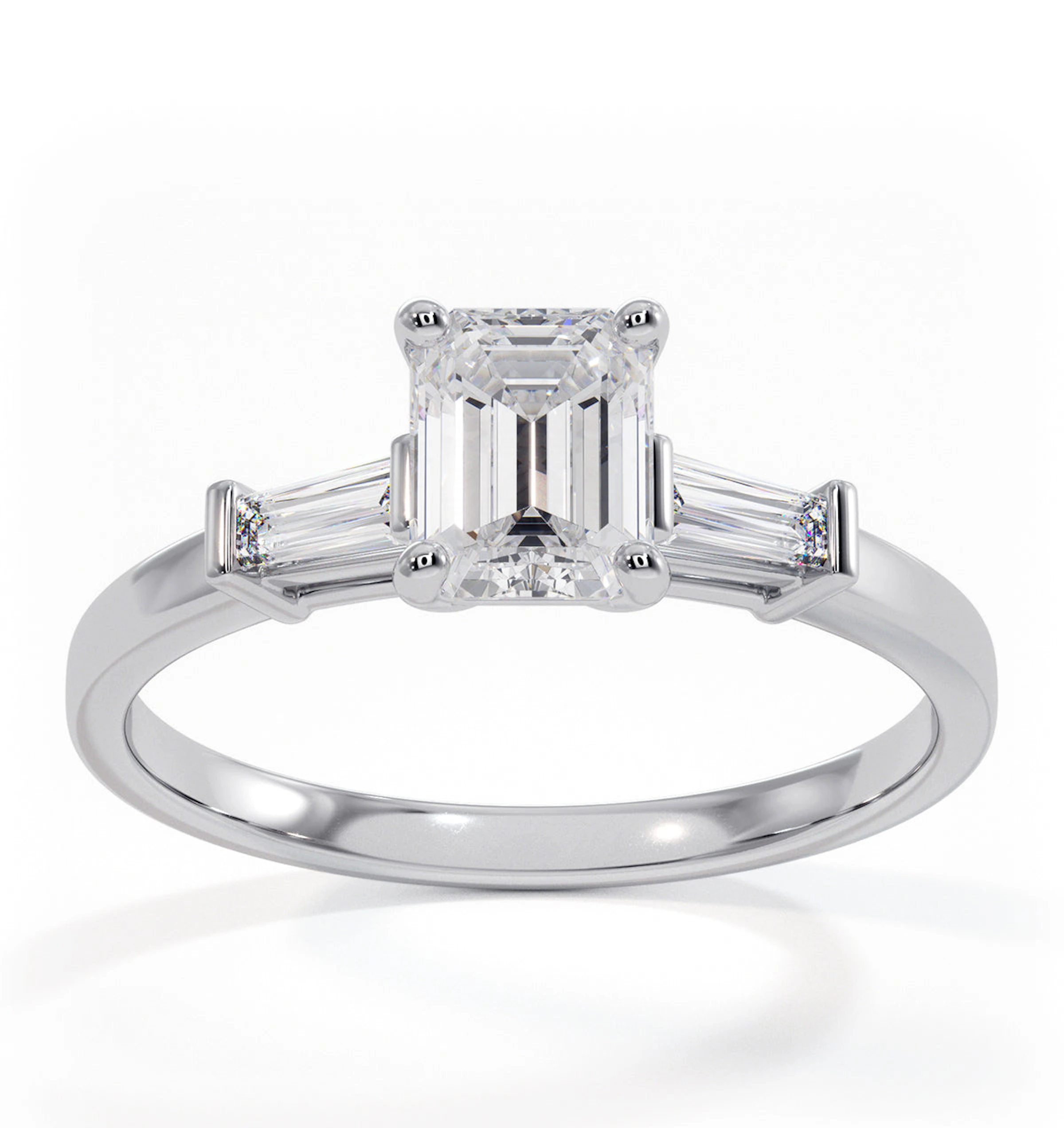 Genevieve GIA Emerald Cut Diamond Ring in 18K White Gold 0.90ct G/VS2