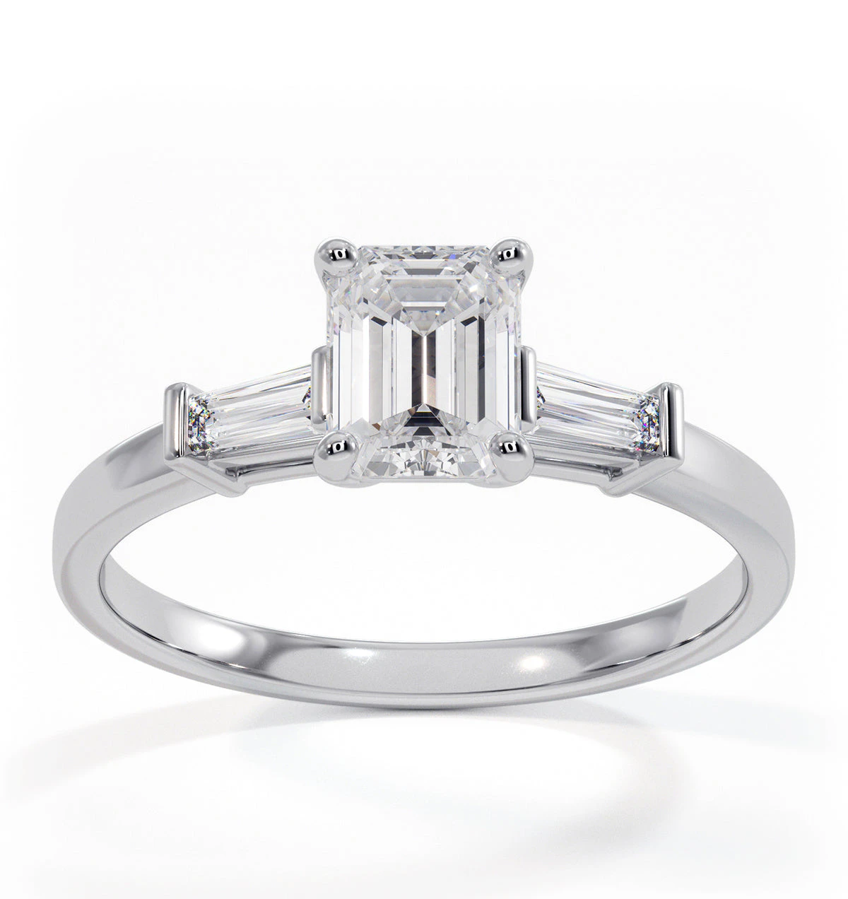 Genevieve GIA Emerald Cut Diamond Ring in 18K White Gold 0.90ct G/VS2
